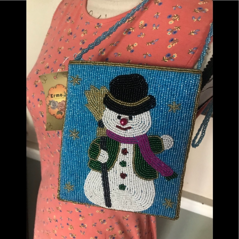 Rare Ermo Beaded Snowman Crossbody Collector Bag 150.00